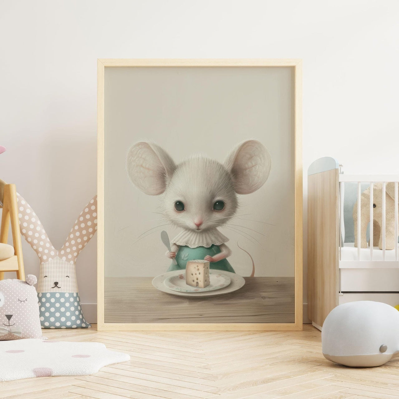 Mouse Wall Art – Animal Nursery Print for Girls Room