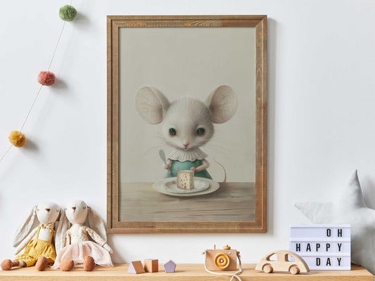 Mouse Nursery Prints, Whimsical Animal Decor, Vintage Girls Room Art - WildfieldPrints