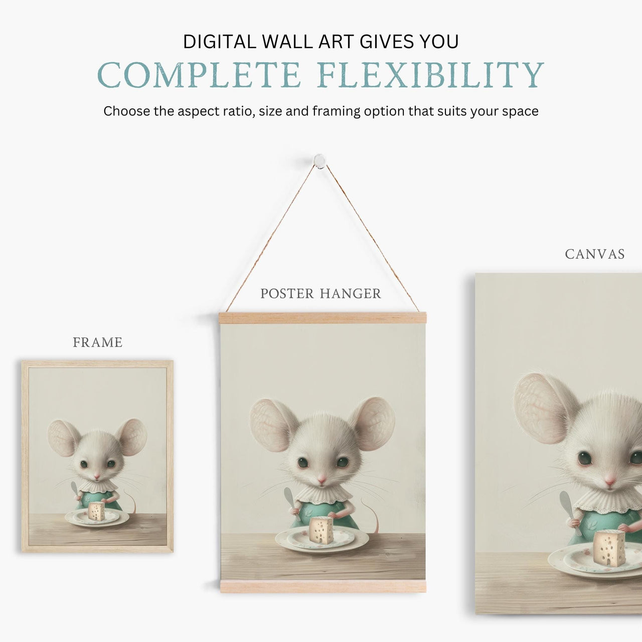 Mouse Wall Art – Animal Nursery Print for Girls Room
