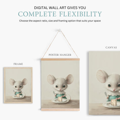 Mouse Nursery Prints, Whimsical Animal Decor, Vintage Girls Room Art - WildfieldPrints