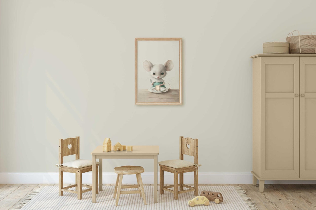 Mouse Wall Art – Animal Nursery Print for Girls Room