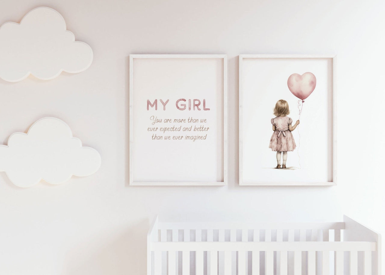 Toddler Girl Wall Art – Nursery Print for Girls Room • Set of 2