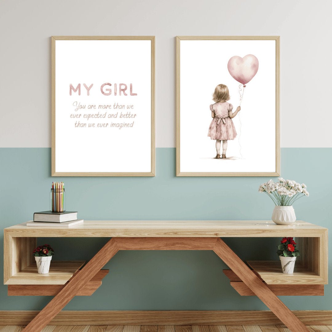 Toddler Girl Wall Art – Nursery Print for Girls Room • Set of 2