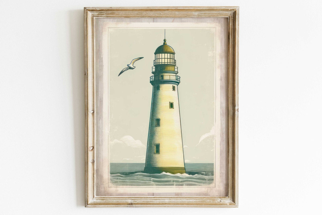 Lighthouse Wall Art – Coastal Nursery Print