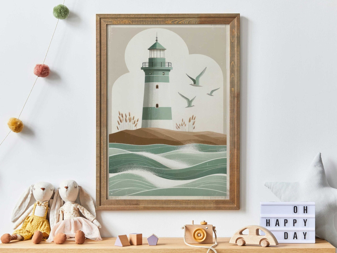 Lighthouse Wall Art – Coastal Nursery Print
