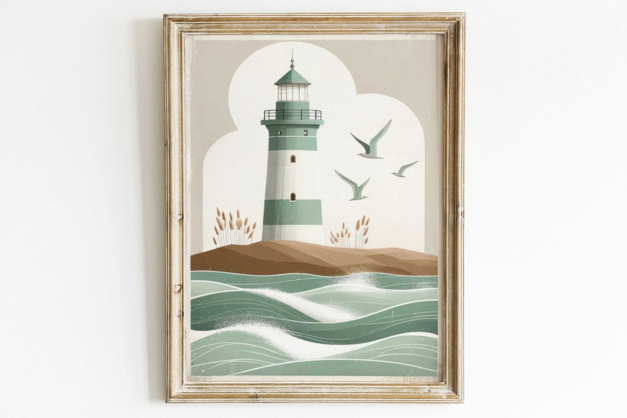 Lighthouse Wall Art – Coastal Nursery Print