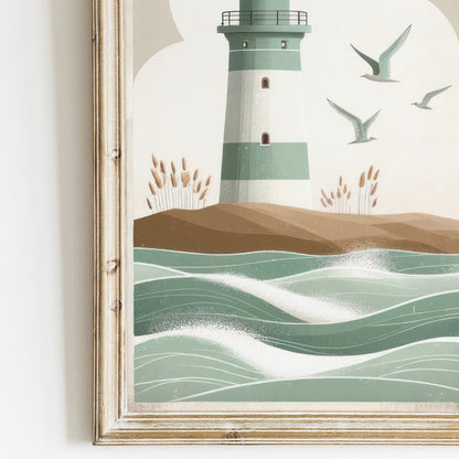 Nautical Nursery Decor, Vintage Coastal Art, Sailboat & Lighthouse Prints - WildfieldPrints