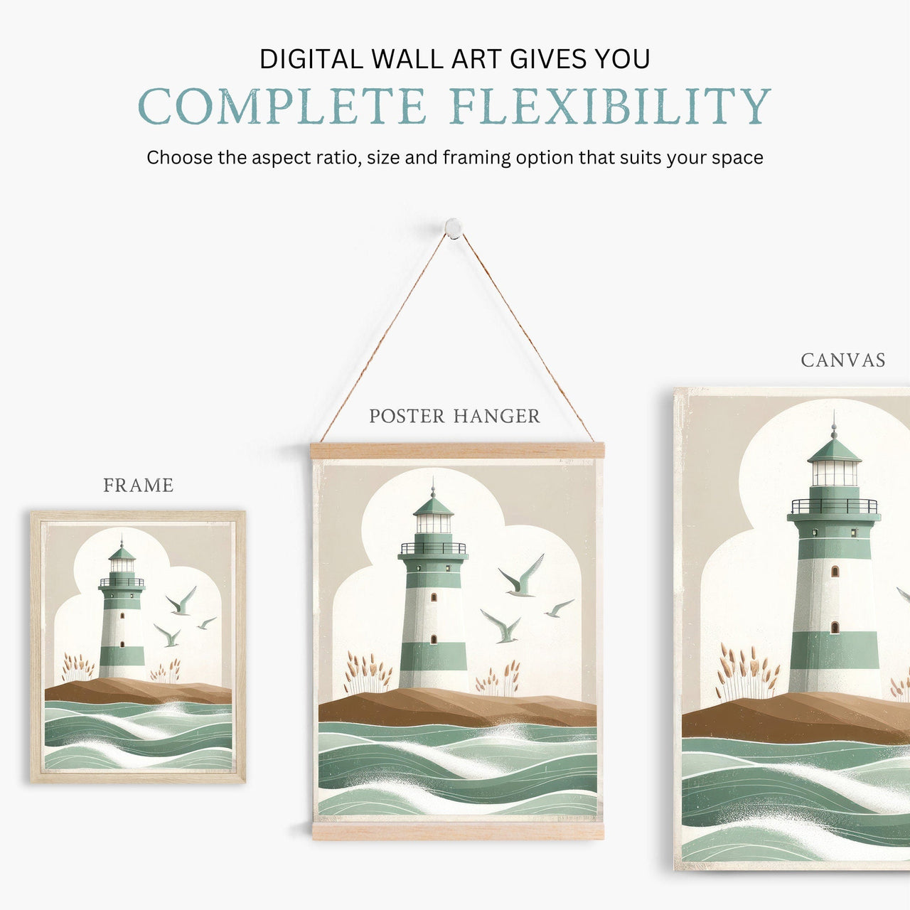 Sailboat & Lighthouse Wall Art – Coastal Nursery Print • Set of 2