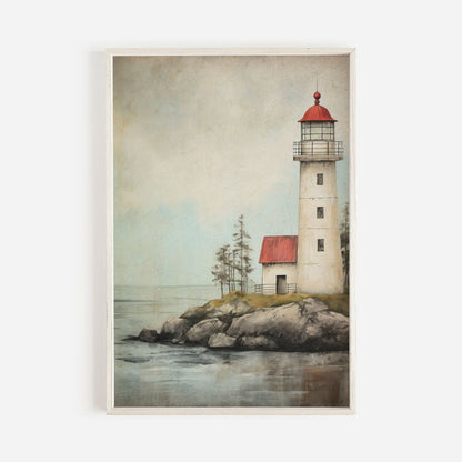 Nautical Wall Art, Lighthouse Print, Vintage Sea Decor - WildfieldPrints