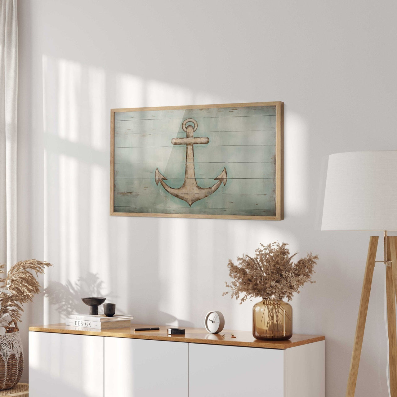 Rustic Anchor Wall Art – Nautical Living Room Print