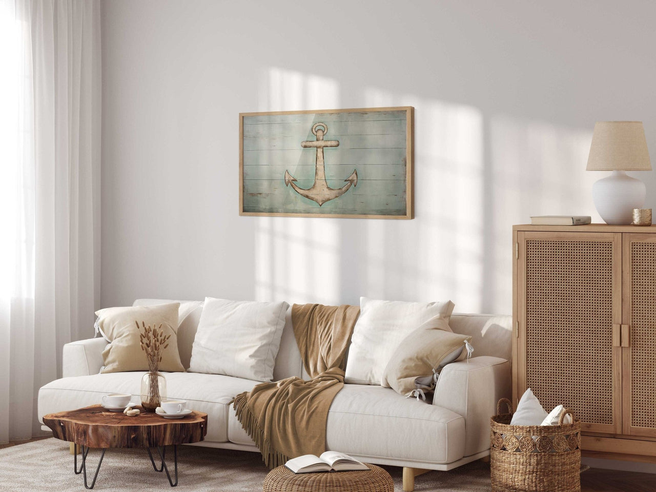 Rustic Anchor Wall Art – Nautical Living Room Print