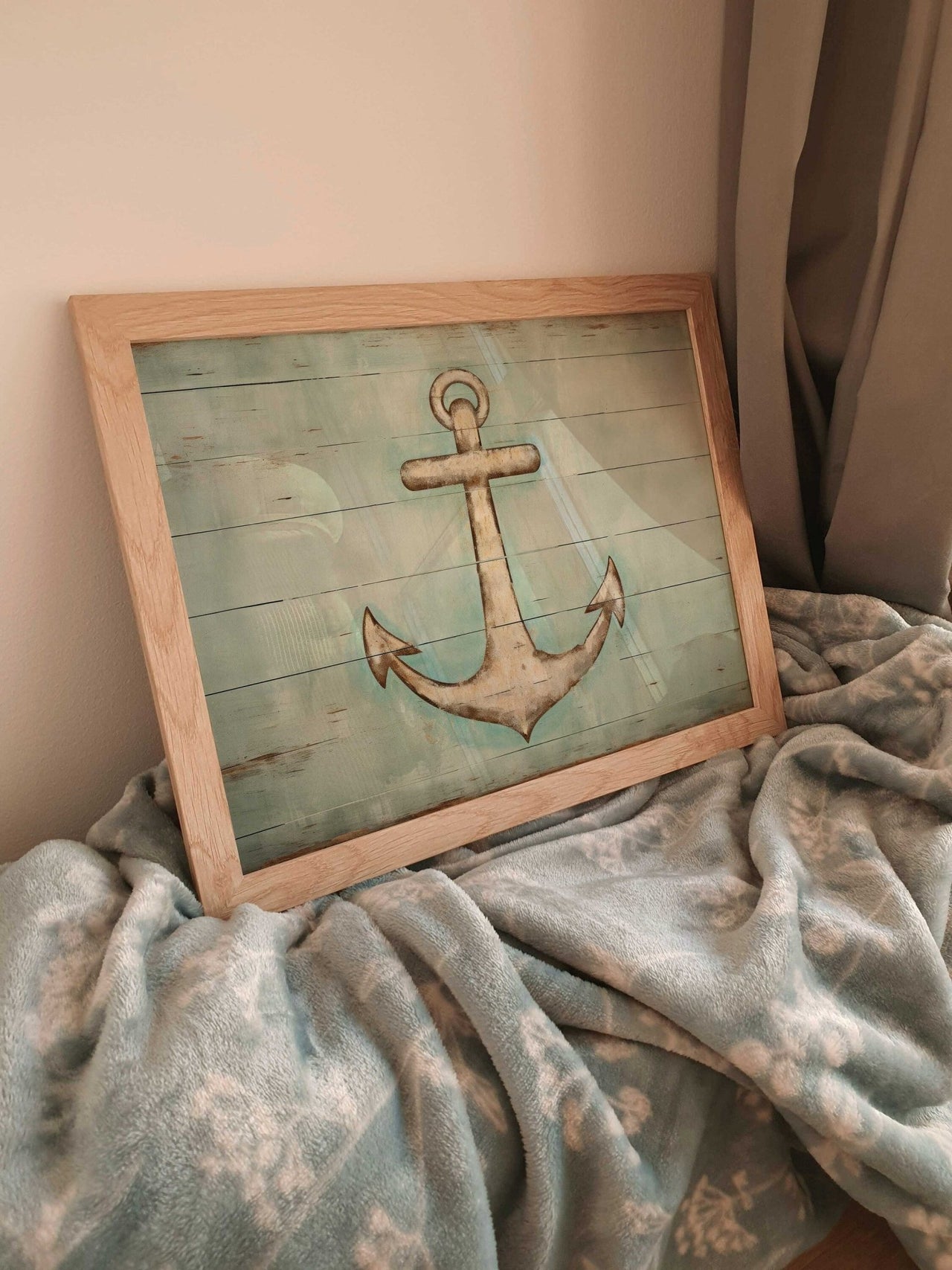 Rustic Anchor Wall Art – Nautical Living Room Print