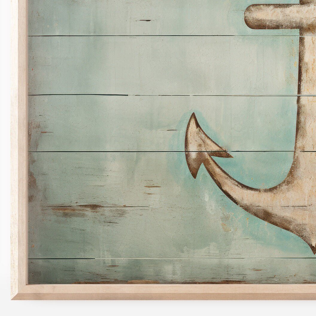 Rustic Anchor Wall Art – Nautical Living Room Print