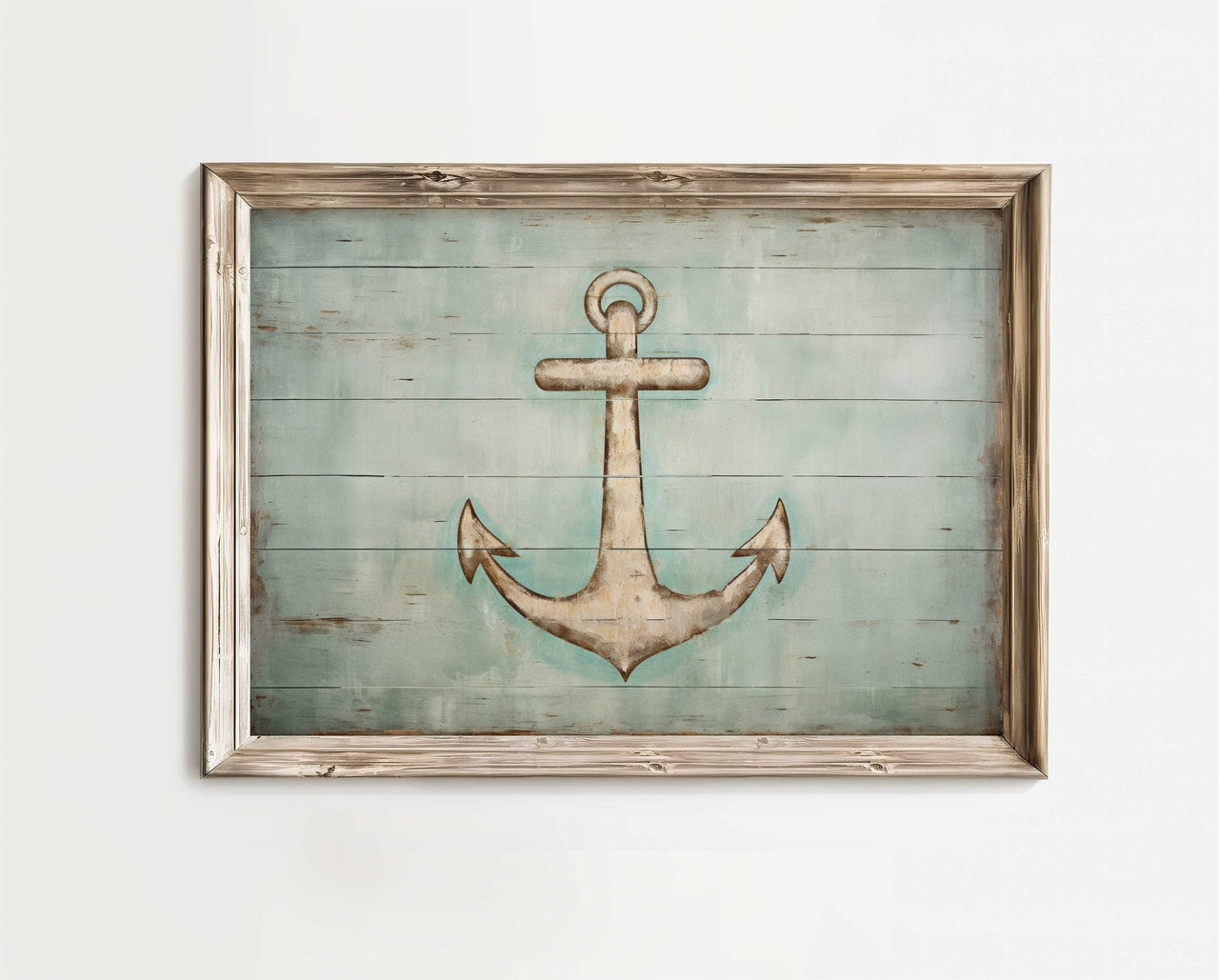 Rustic Anchor Wall Art – Nautical Living Room Print