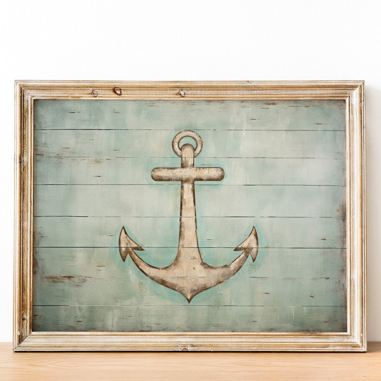 Rustic Anchor Wall Art – Nautical Living Room Print