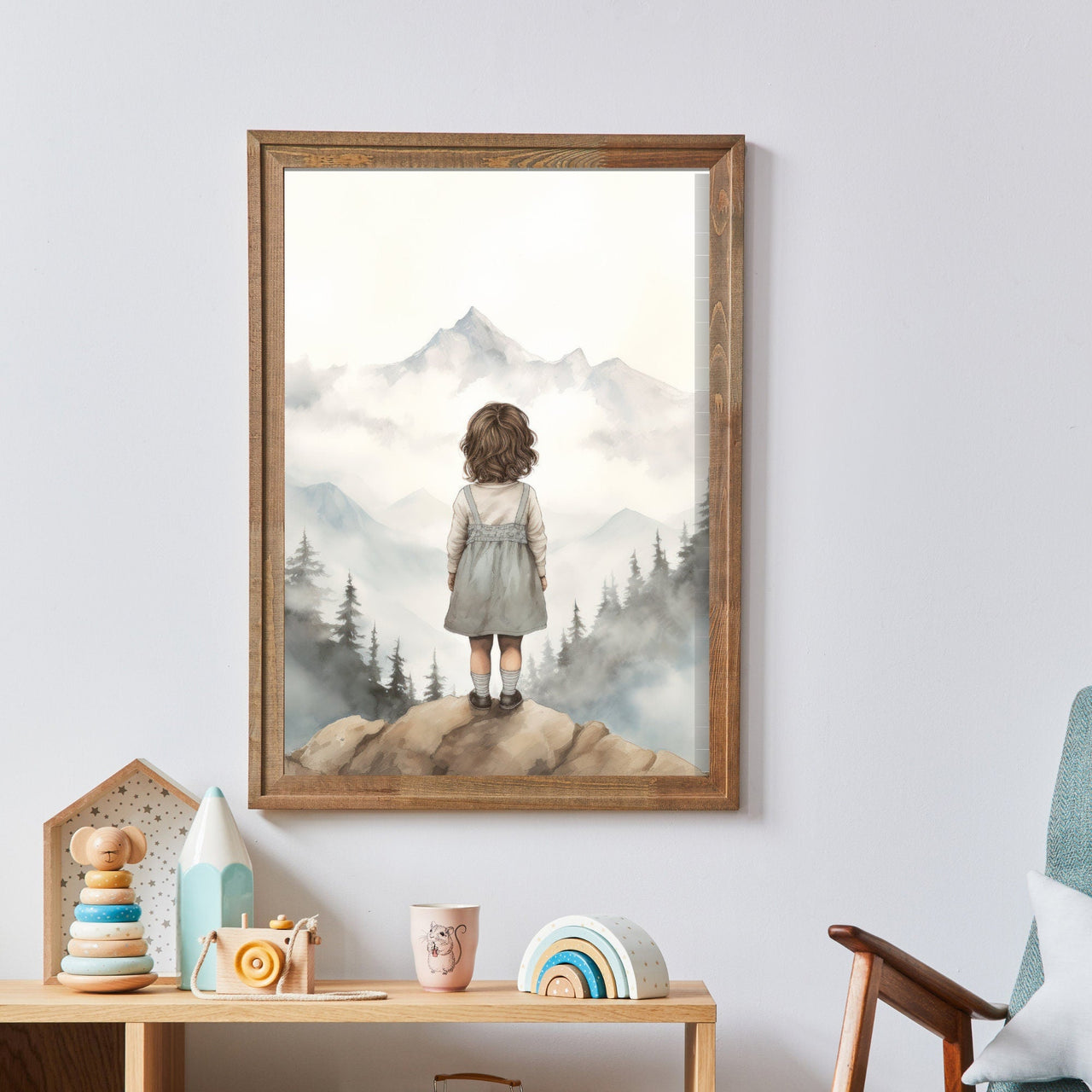Mountain Adventure Wall Art – Nature Toddler Room Print