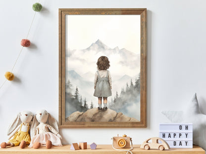 Nursery Adventure Art, Girl's Mountain Decor, Toddler Room Wall Decor - WildfieldPrints