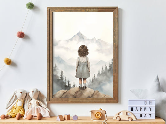 Nursery Adventure Art, Girl's Mountain Decor, Toddler Room Wall Decor - WildfieldPrints