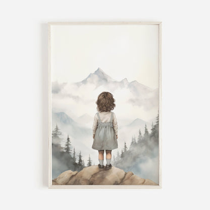 Nursery Adventure Art, Girl's Mountain Decor, Toddler Room Wall Decor - WildfieldPrints