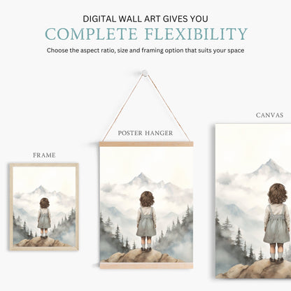 Nursery Adventure Art, Girl's Mountain Decor, Toddler Room Wall Decor - WildfieldPrints