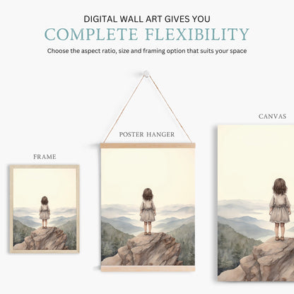 Nursery Adventure Art, Mountain Themed Decor for Girls, Toddler Room - WildfieldPrints