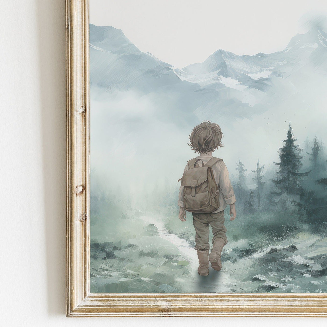 Little Boy Hiker Wall Art – Adventure Boys Room Print • Set of 3