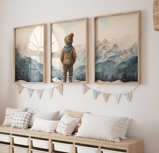 Nursery Nature Decor, Adventure Theme Toddler Room Wall Art - WildfieldPrints
