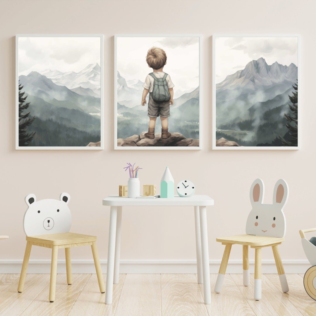 Adventure Wall Art – Nature Boys Room Decor • Set of 3