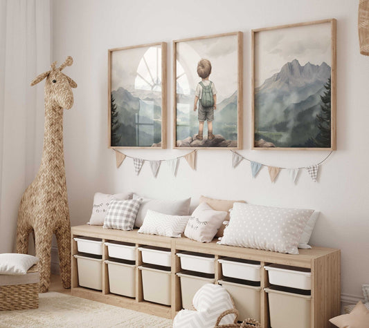Nursery Nature Decor, Adventure Theme Toddler Room Wall Art - WildfieldPrints
