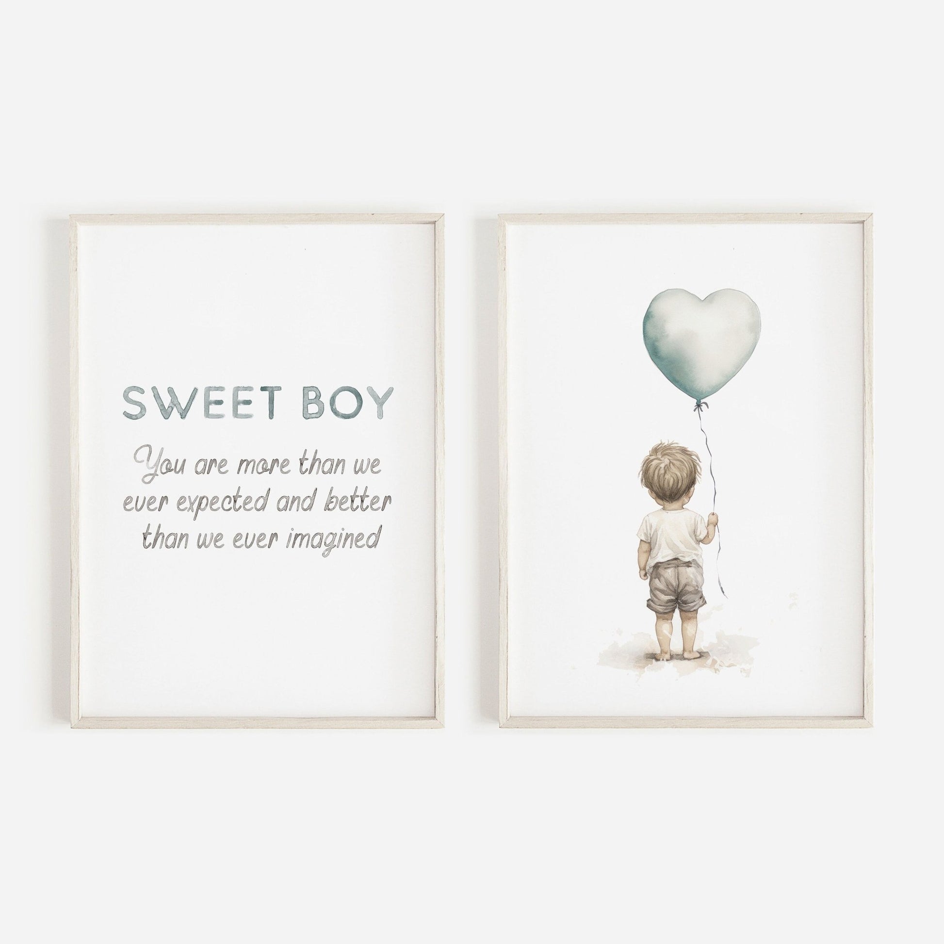 Nursery Quote Wall Art, Sweet Boy, You Are More Than We Ever Expected - WildfieldPrints