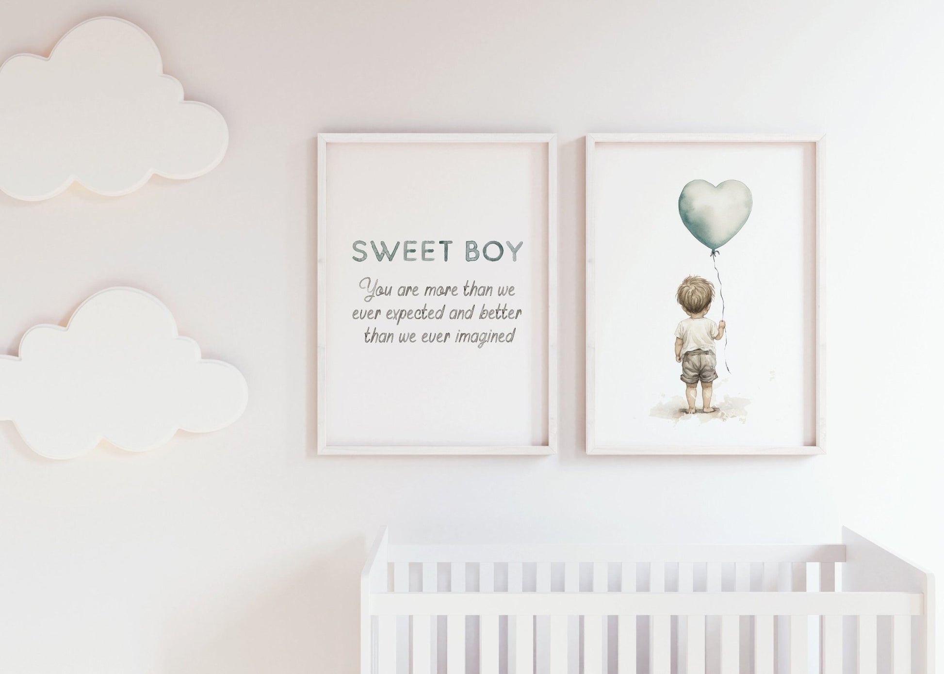 Nursery Quote Wall Art, Sweet Boy, You Are More Than We Ever Expected - WildfieldPrints