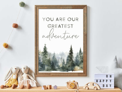 Nursery Quote Wall Art, Watercolor Print, You Are Our Greatest Adventure - WildfieldPrints