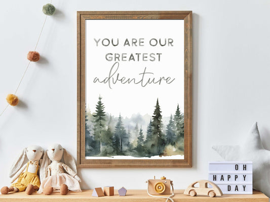 Nursery Quote Wall Art, Watercolor Print, You Are Our Greatest Adventure - WildfieldPrints