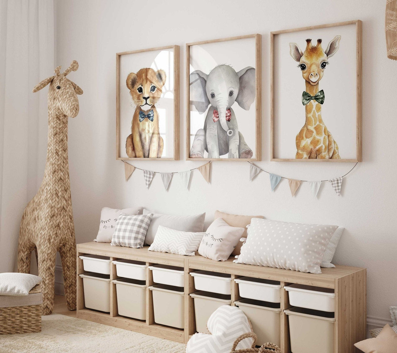 Safari Baby Animal Wall Art – Wildlife Kids Room Prints • Set of 3