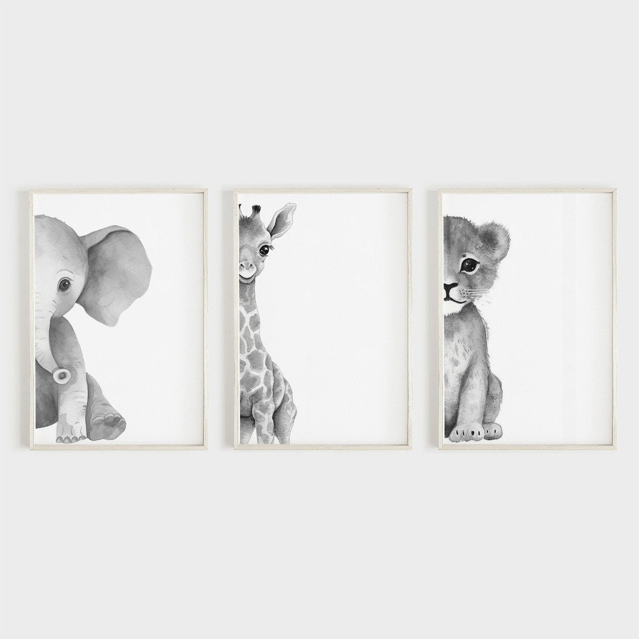 Safari Animal Wall Art – Nursery Animal Print for Baby Room • Set of 3