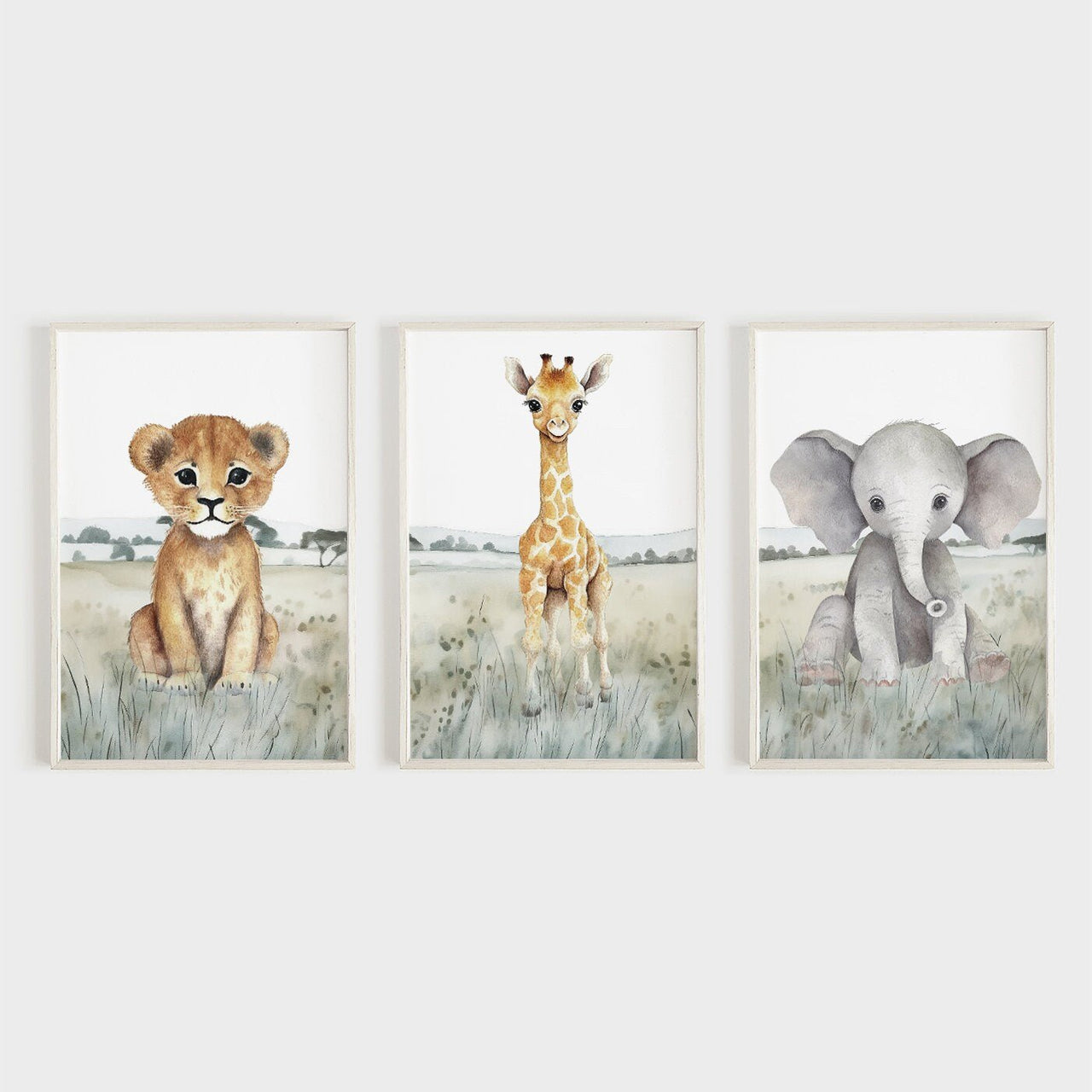 Safari Animal Wall Art – African Nursery Print for Kids Room • Set of 3