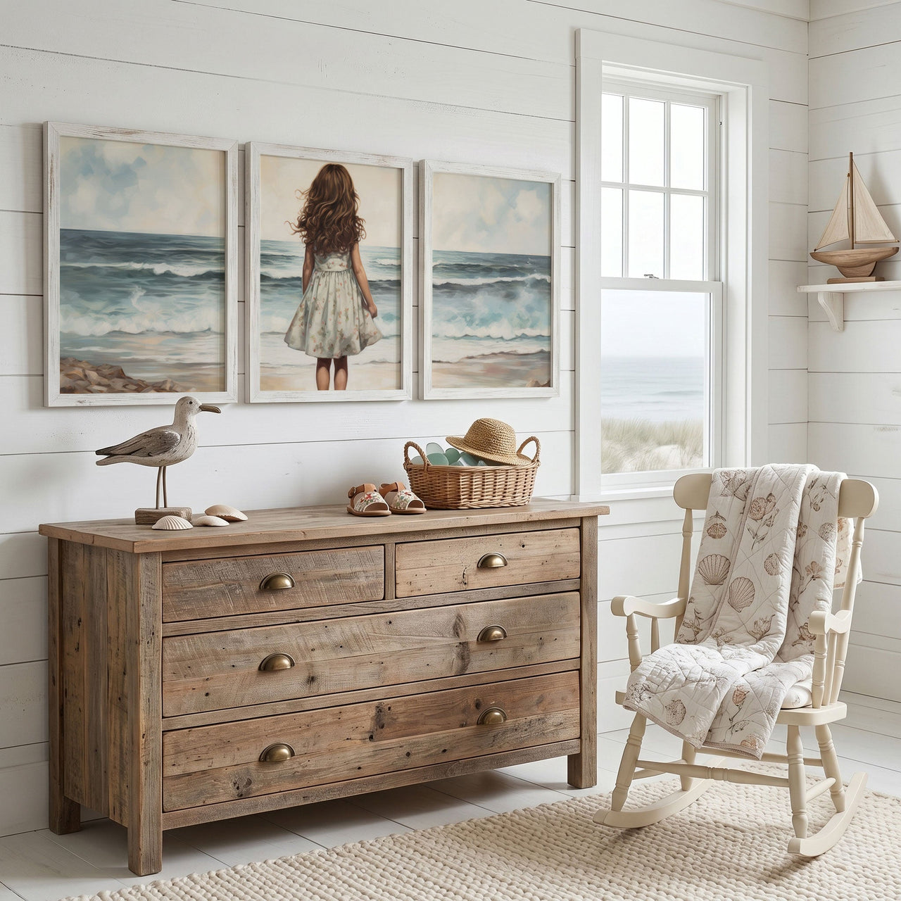 Ocean Wall Art – Beach Girls Room Decor • Set of 3