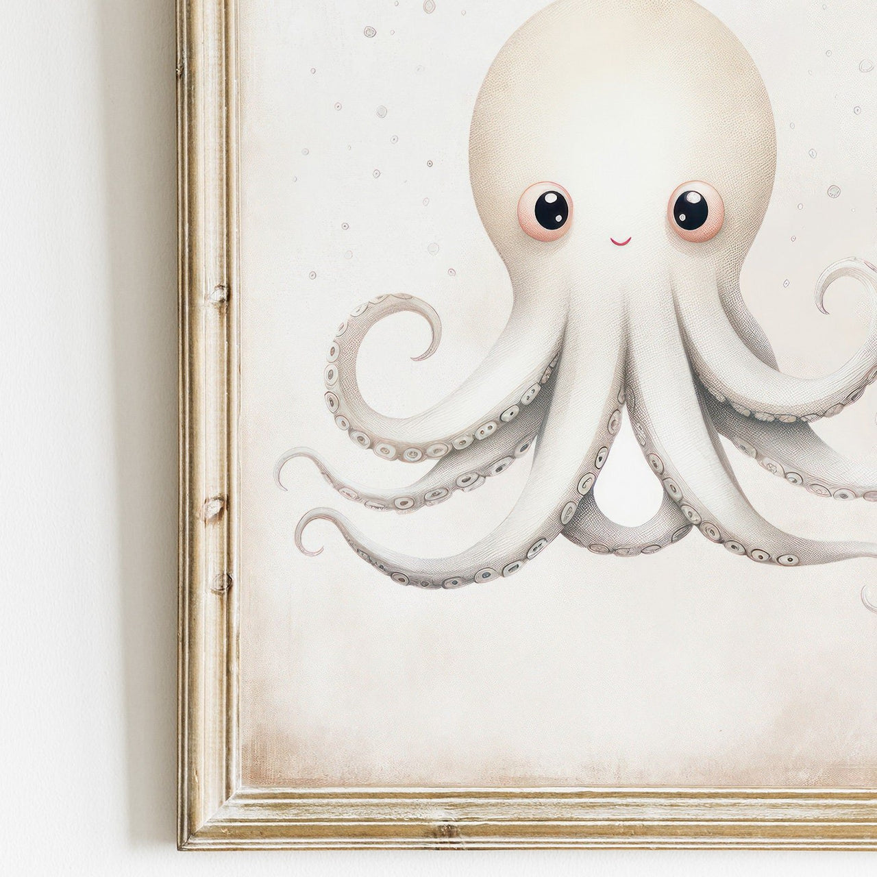 White Octopus Wall Art – Sea Animal Nursery Print