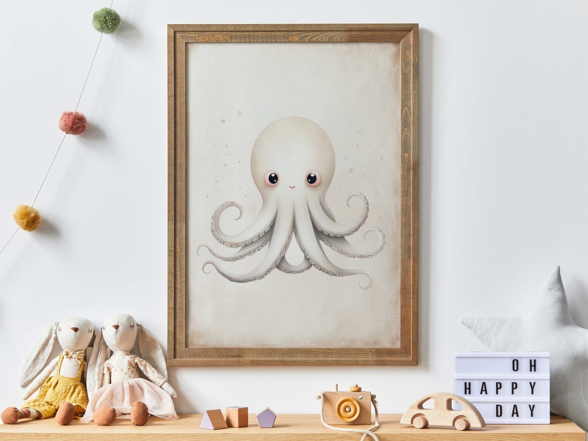Octopus Nursery Print, Ocean Theme Decor, Sea Animal Wall Decor - WildfieldPrints