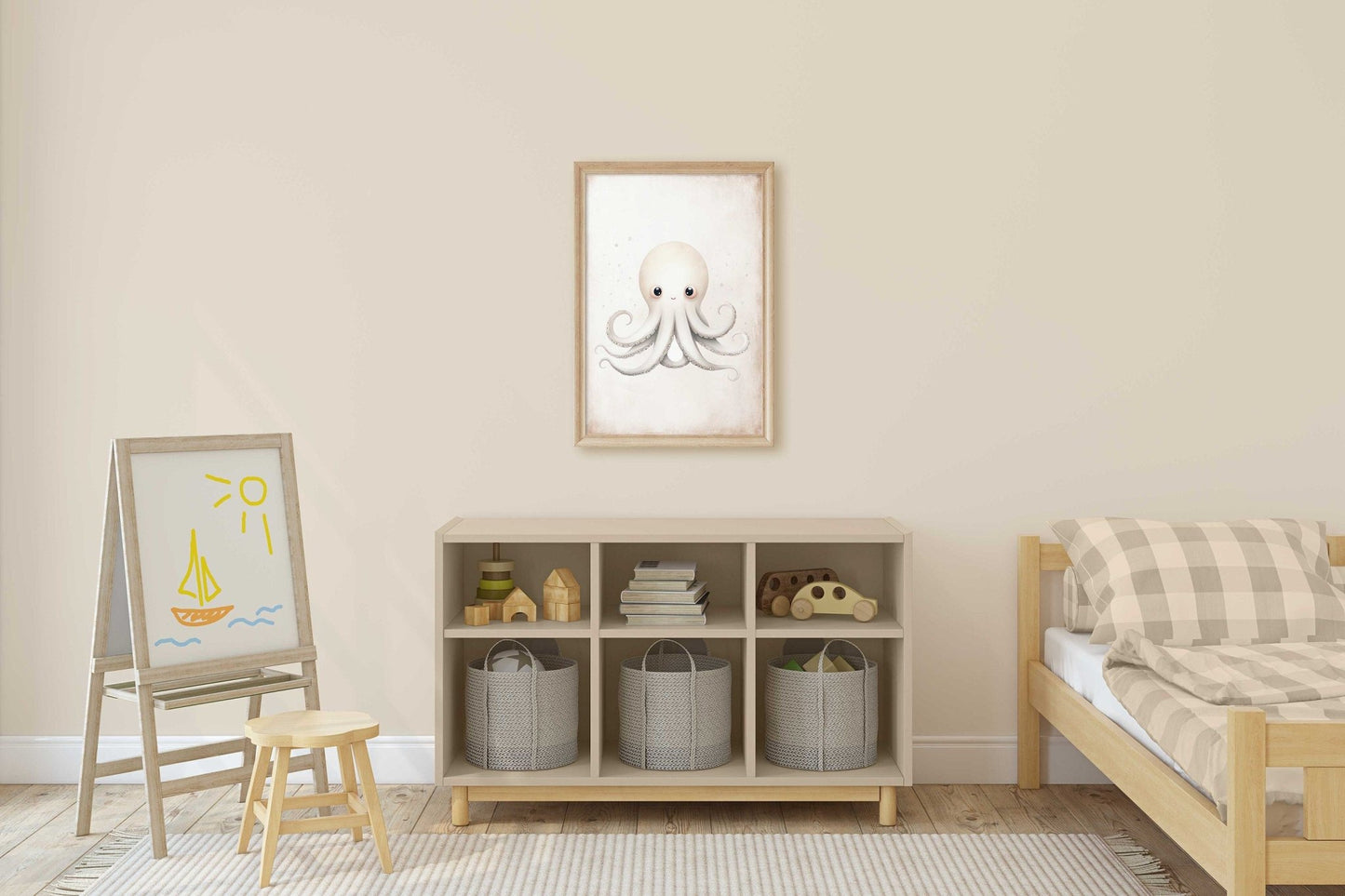 Octopus Nursery Print, Ocean Theme Decor, Sea Animal Wall Decor - WildfieldPrints