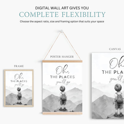 Oh The Places You'll Go, Nursery Quote Art, Adventure Wall Decor, Nature Inspired - WildfieldPrints