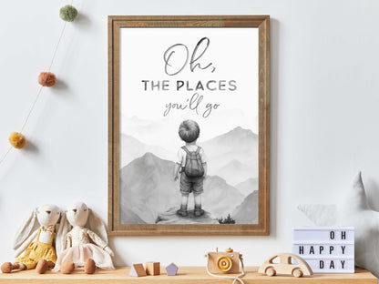 Oh The Places You'll Go, Nursery Quote Art, Adventure Wall Decor, Nature Inspired - WildfieldPrints