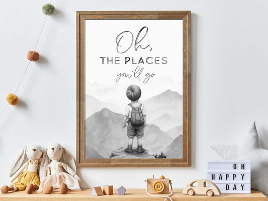 Oh The Places You'll Go, Nursery Quote Art, Adventure Wall Decor, Nature Inspired - WildfieldPrints
