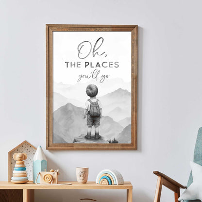 Oh The Places You'll Go, Nursery Quote Art, Adventure Wall Decor, Nature Inspired - WildfieldPrints