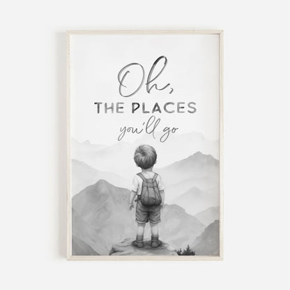 Oh The Places You'll Go, Nursery Quote Art, Adventure Wall Decor, Nature Inspired - WildfieldPrints