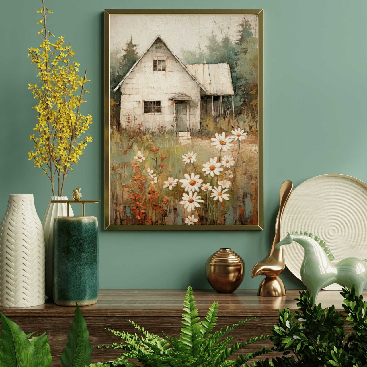 Old House Print – Farmhouse Living Room Wall Art
