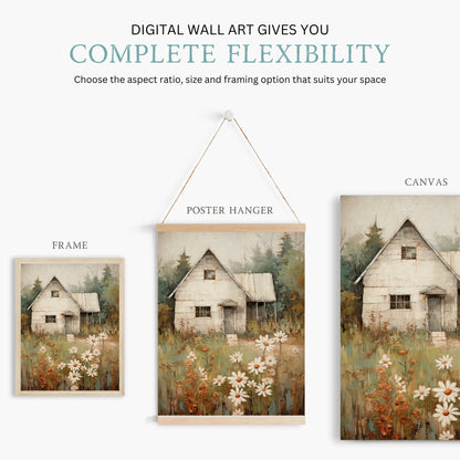 Old House Countryside Print, Rustic Farmhouse Wall Decor, Vintage Art - WildfieldPrints