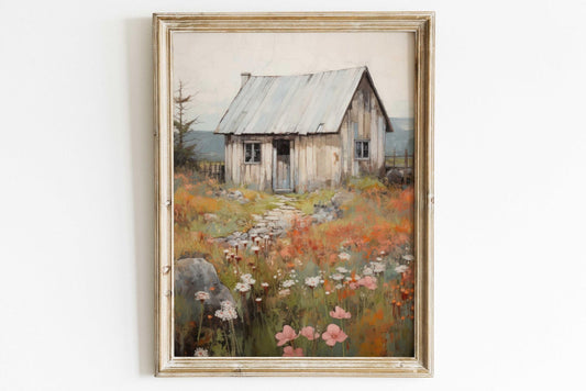 Old House Countryside Print, Rustic Farmhouse Wall Decor, Vintage Art - WildfieldPrints