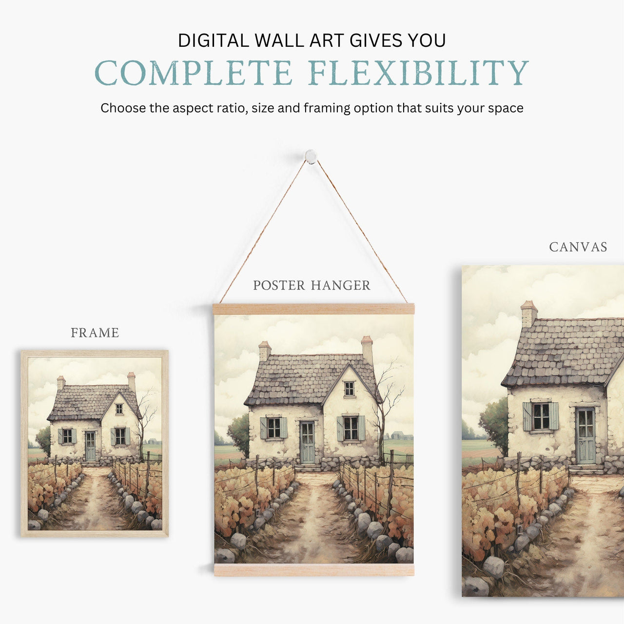 Old Stone House Print – Farmhouse Living Room Wall Art