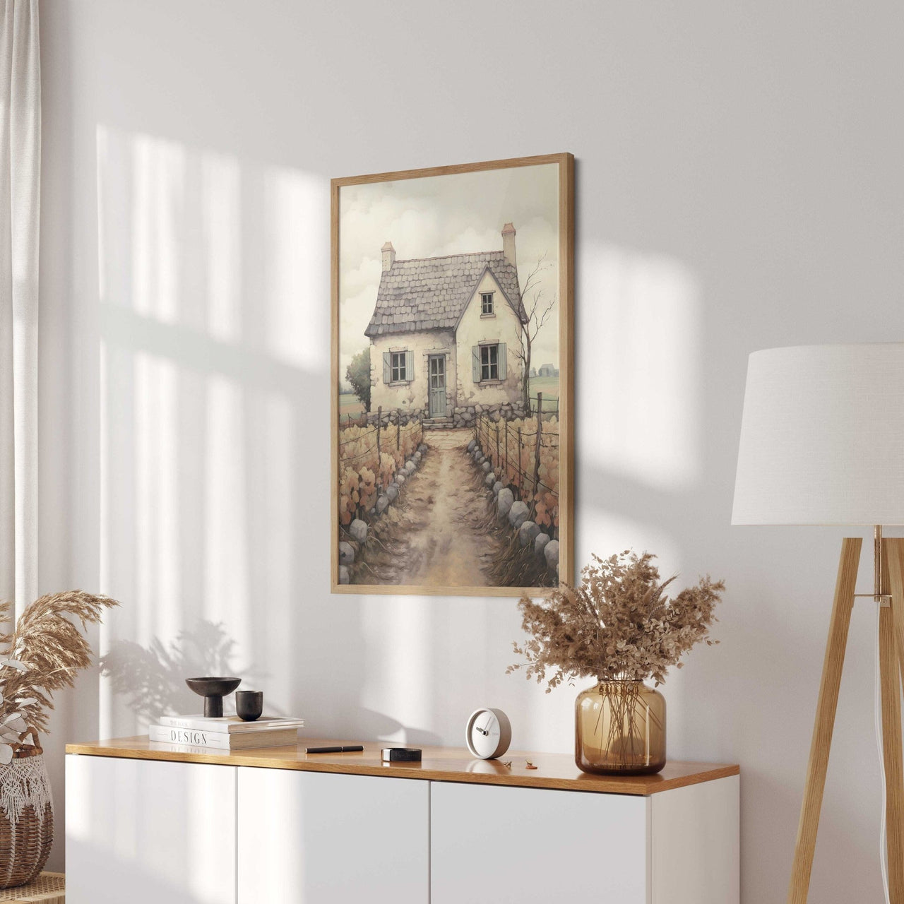 Old Stone House Print – Farmhouse Living Room Wall Art